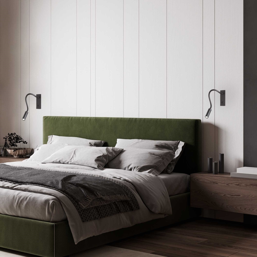 Ideal Lux - LED Fleksibel læselampe IO LED/3W/230V CRI 90 sort
