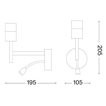 Ideal Lux - LED Fleksibel lampe med armatur SET 1xE27/42W + LED/3W/230V CRI 90 USB guld