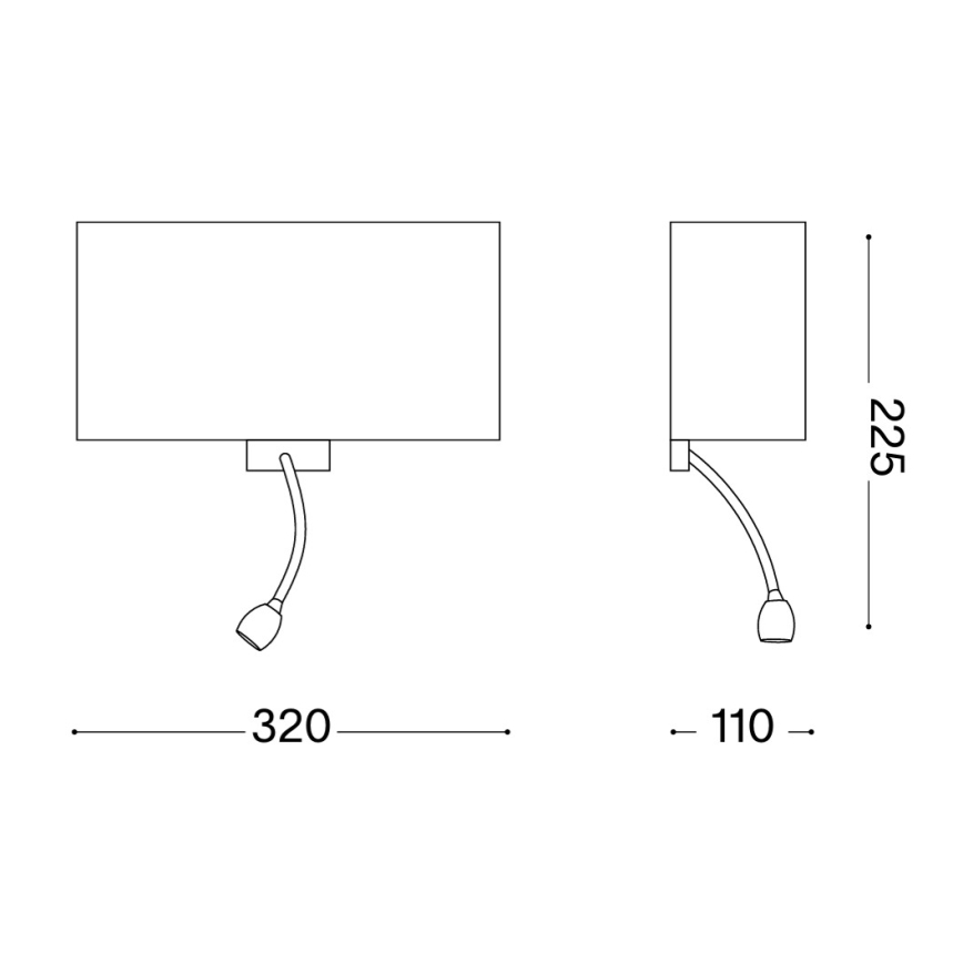 Ideal Lux - LED Fleksibel væglampe HOTEL 1xE27/60W + LED/1,5W/230V