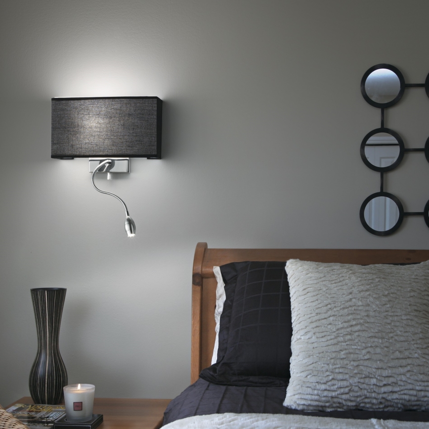 Ideal Lux - LED Fleksibel væglampe HOTEL 1xE27/60W + LED/1,5W/230V