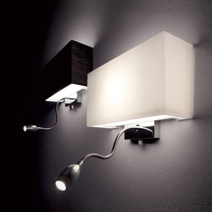 Ideal Lux - LED fleksibelt væglampe HOTEL 1xE27/60W/230V + LED/1,5W/230V