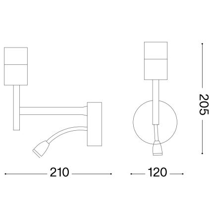 Ideal Lux - LED Fleksibel lampe med et beslag SÆT UP 1xE27/42W + LED/3W/230V CRI 90 USB skinnende krom