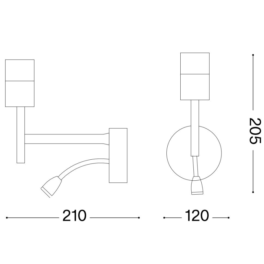 Ideal Lux - LED Fleksibel lampe med et beslag SÆT UP 1xE27/42W + LED/3W/230V CRI 90 USB skinnende krom