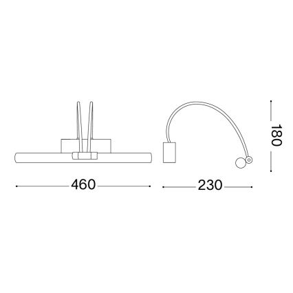Ideal Lux - LED gallerilampe BOW LED/4,6W/230V 46 cm CRI 90 guldfarvet