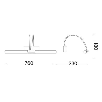 Ideal Lux - LED gallerilampe BOW LED/8W/230V 76 cm CRI 90 guldfarvet
