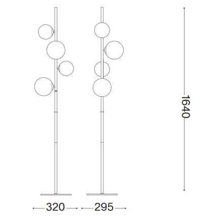 Ideal Lux - LED gulvlampe PERLAGE 4xG9/3W/230V guldfarvet/røget
