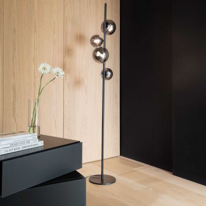 Ideal Lux - LED gulvlampe PERLAGE 4xG9/3W/230V sort/røget