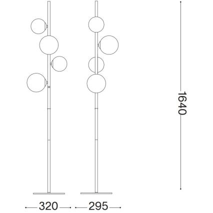 Ideal Lux - LED gulvlampe PERLAGE 4xG9/3W/230V sort/røgfarvet