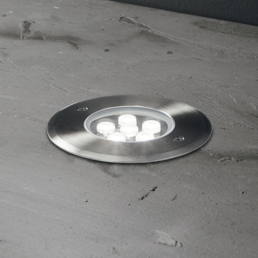 Ideal Lux - LED indkørselslampe FLOOR LED/6W/230V diameter 12 cm CRI 90 IP67 skinnende krom