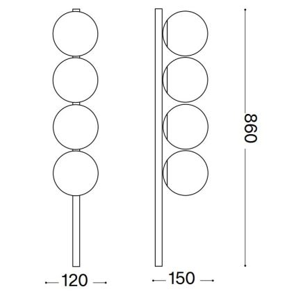 Ideal Lux - LED loftlampe BINOMIO 4xG9/3W/230V sort