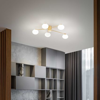 Ideal Lux - LED loftlampe HERMES 5xG9/3W/230V diameter 90 cm guldfarvet