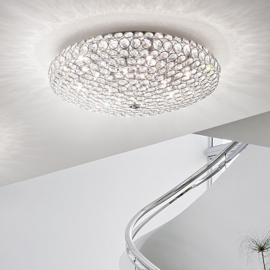 Ideal Lux - LED loftlampe i krystal KING 9xG9/3W/230V diameter 53,5 cm skinnende krom