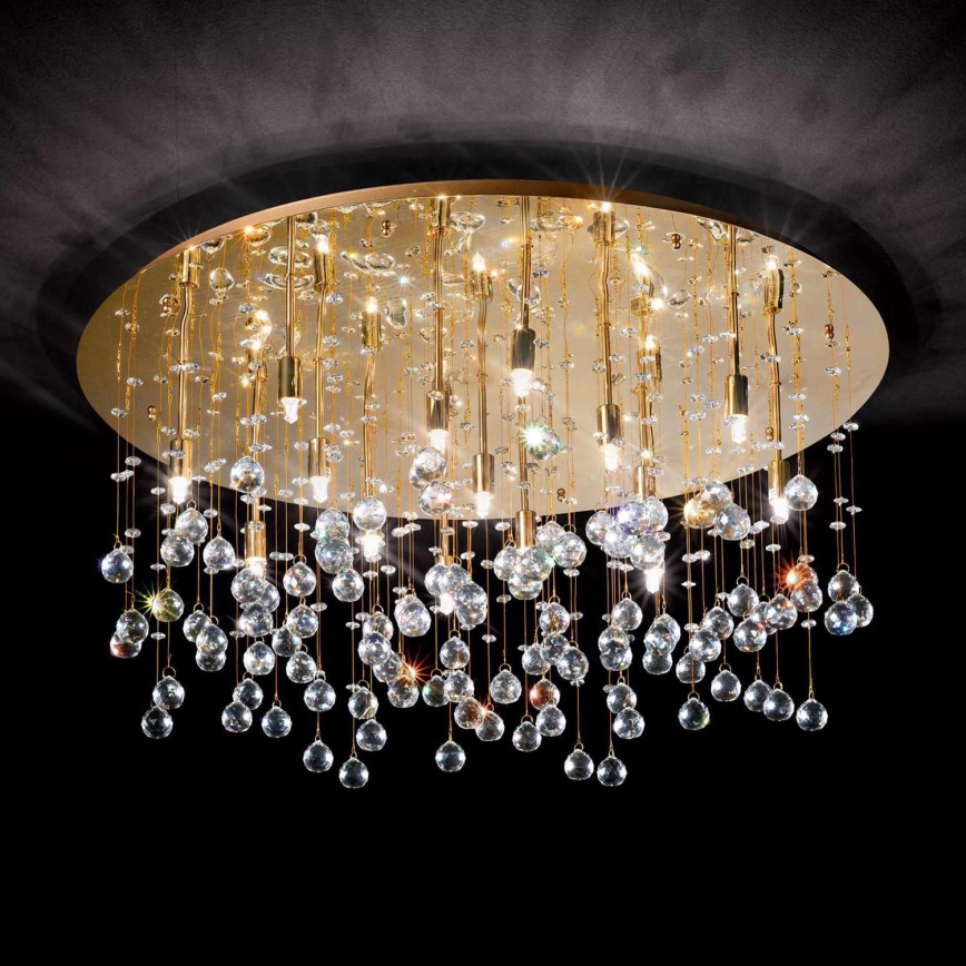 Ideal Lux - LED loftlampe i krystal MOONLIGHT 15xG9/3W/230V diameter 80 cm guldfarvet