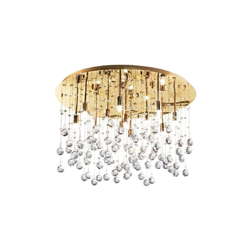Ideal Lux - LED loftlampe i krystal MOONLIGHT 15xG9/3W/230V diameter 80 cm guldfarvet