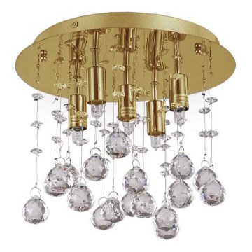 Ideal Lux - LED loftlampe i krystal MOONLIGHT 5xG9/3W/230V diameter 26 cm guldfarvet