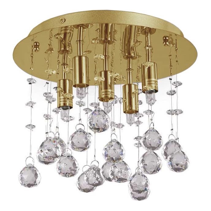 Ideal Lux - LED loftlampe i krystal MOONLIGHT 5xG9/3W/230V diameter 26 cm guldfarvet
