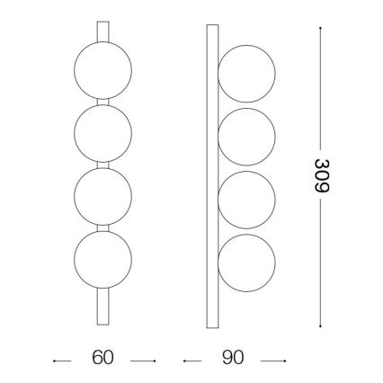 Ideal Lux - LED loftlampe PING PONG 4xLED/3W/230V CRI 90 sort