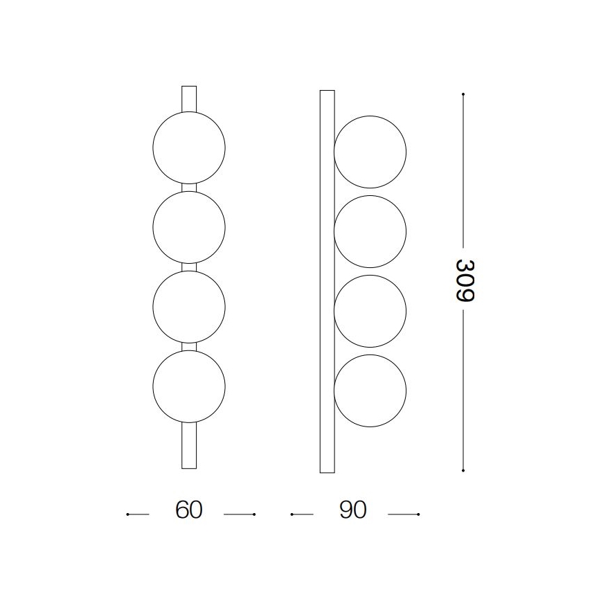 Ideal Lux - LED loftlampe PING PONG 4xLED/3W/230V CRI 90 sort