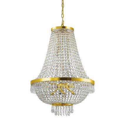 Ideal Lux - LED Lysekrone i krystal m. kædeophæng CAESAR 12xG9/3W/230V diameter 55 cm guldfarvet