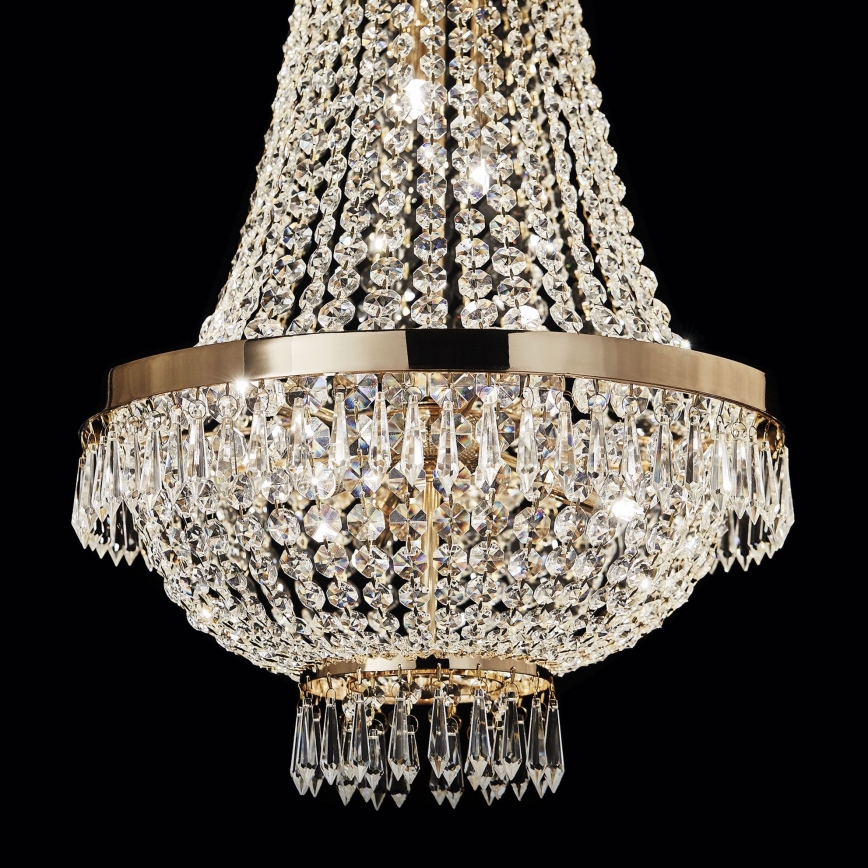 Ideal Lux - LED Lysekrone i krystal m. kædeophæng CAESAR 6xG9/3W/230V diameter 38 cm guldfarvet