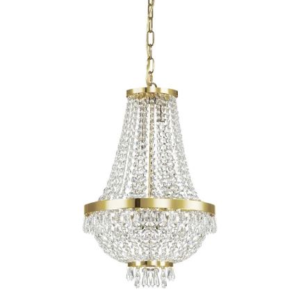 Ideal Lux - LED Lysekrone i krystal m. kædeophæng CAESAR 6xG9/3W/230V diameter 38 cm guldfarvet