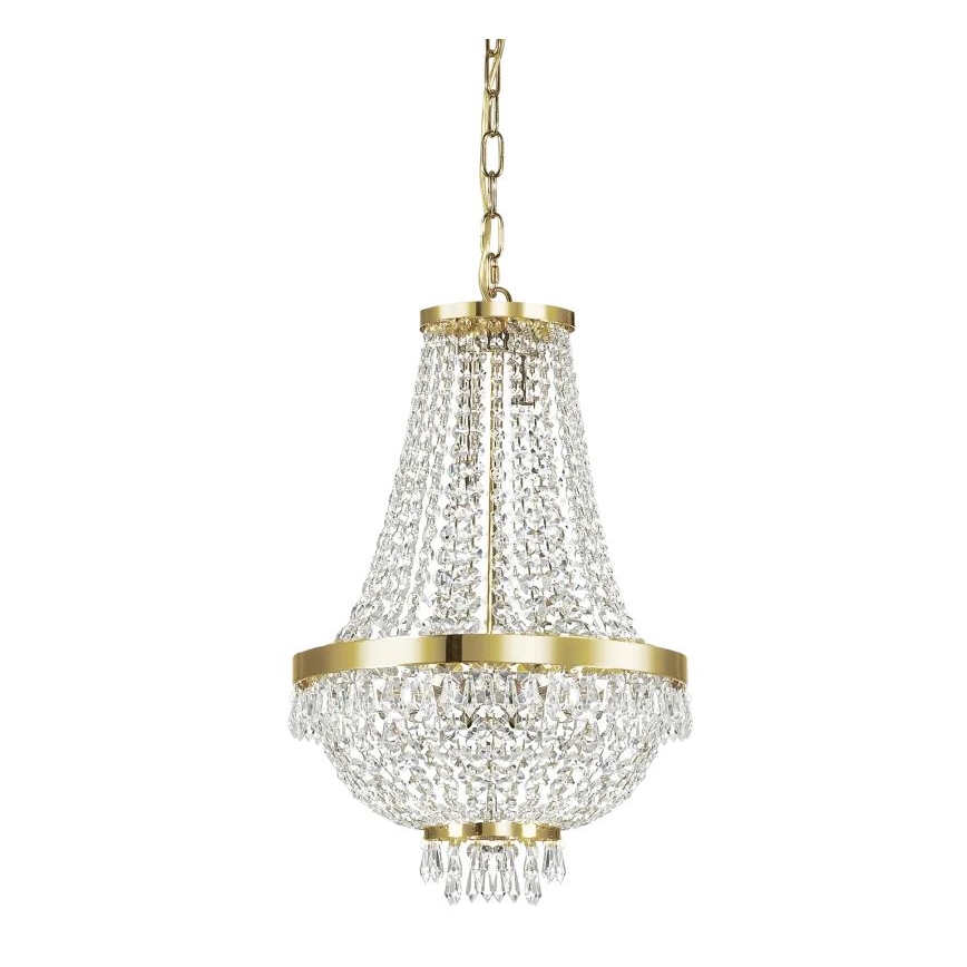 Ideal Lux - LED Lysekrone i krystal m. kædeophæng CAESAR 6xG9/3W/230V diameter 38 cm guldfarvet