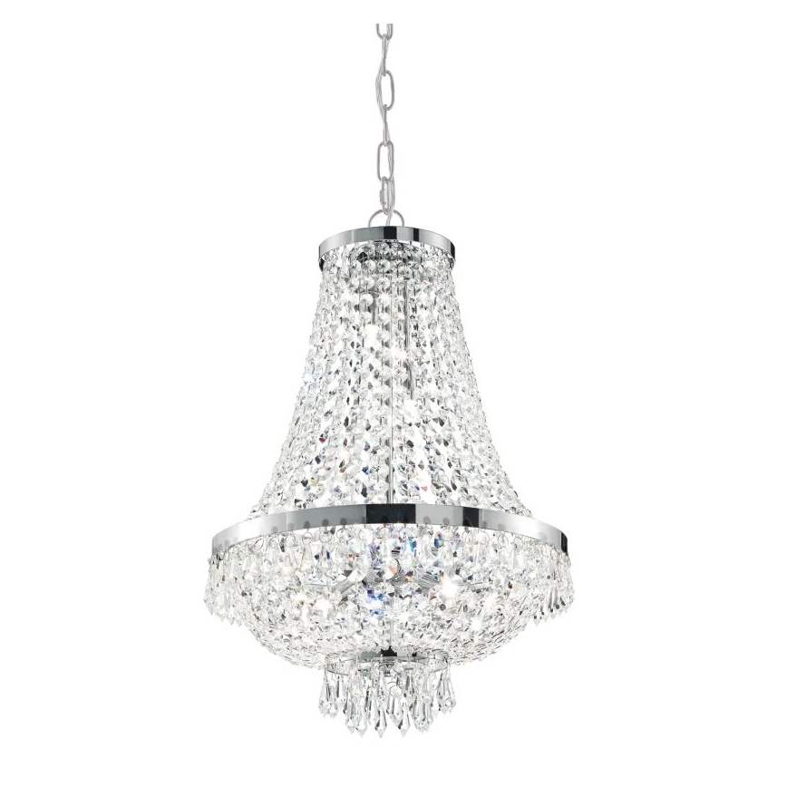 Ideal Lux - LED Lysekrone i krystal m. kædeophæng CAESAR 6xG9/3W/230V diameter 38 cm skinnende krom