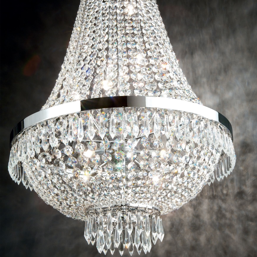 Ideal Lux - LED Lysekrone i krystal m. kædeophæng CAESAR 6xG9/3W/230V diameter 38 cm skinnende krom