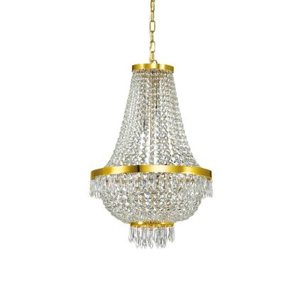 Ideal Lux - LED Lysekrone i krystal m. kædeophæng CAESAR 9xG9/3W/230V diameter 45 cm guldfarvet