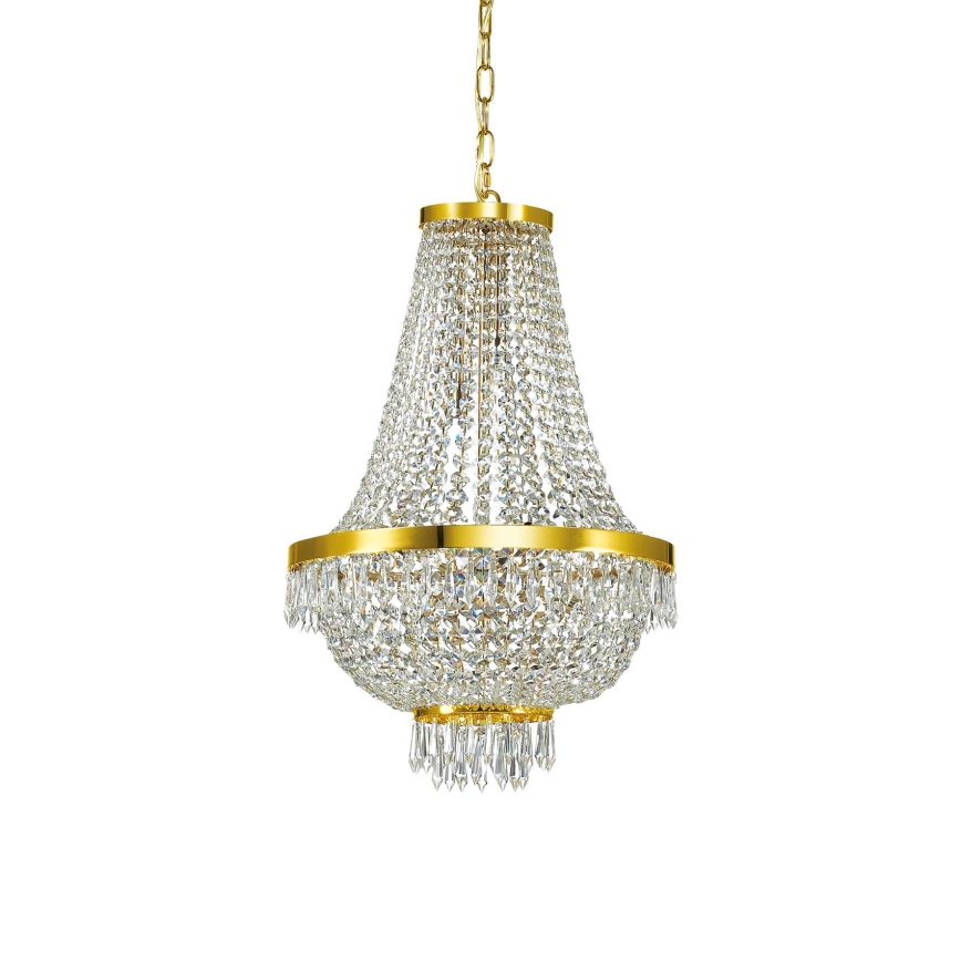 Ideal Lux - LED Lysekrone i krystal m. kædeophæng CAESAR 9xG9/3W/230V diameter 45 cm guldfarvet