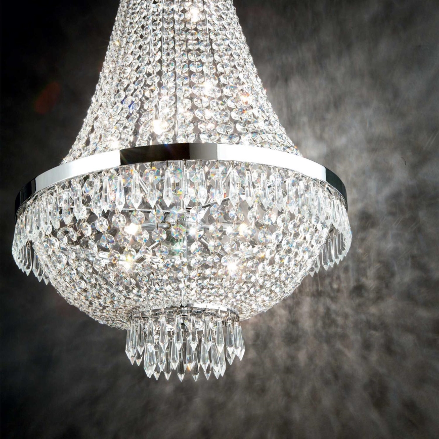 Ideal Lux - LED Lysekrone i krystal m. kædeophæng CAESAR 9xG9/3W/230V diameter 45 cm skinnende krom