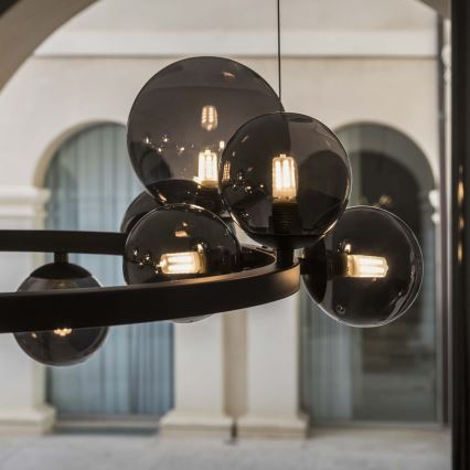 Ideal Lux - LED-lysekrone med vaierophæng PERLAGE 25xG9/3W/230V 110 cm sort/røget sort