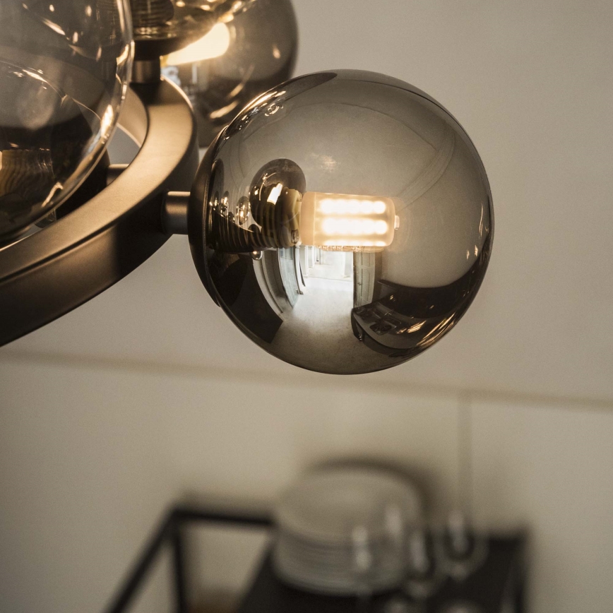 Ideal Lux - LED-lysekrone med vaierophæng PERLAGE 25xG9/3W/230V 110 cm sort/røget sort