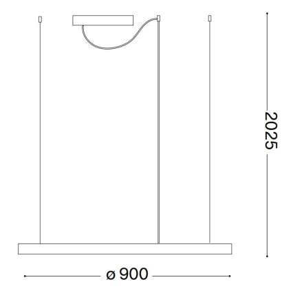 Ideal Lux - LED-pendel med wireophæng ORACLE SLIM LED/53W/230V 2700K CRI 90 Ø 90 cm hvid