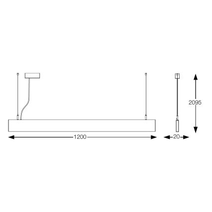 Ideal Lux - LED-lysekrone med wireophæng STEEL LED/29W/230V 3000K CRI 90 120 cm sort