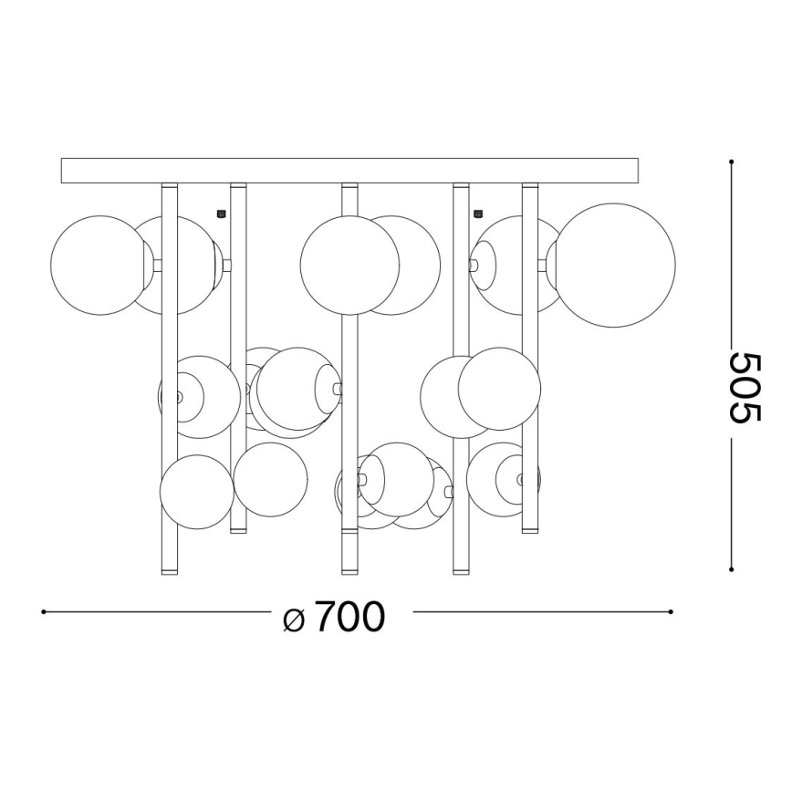 Ideal Lux - LED-lysekrone på stang PERLAGE 18xG9/3W/230V Ø 70 cm sort/røgfarvet