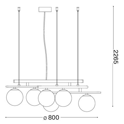 Ideal Lux - LED-lysekrone på wire ATLAS 6xG9/3W/230V sort