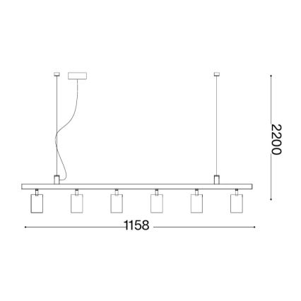 Ideal Lux - LED-lysekrone på wire DYNAMITE 6xGU10/7W/230V CRI 90 sort