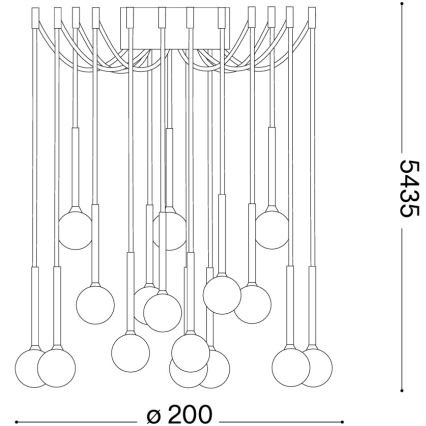 Ideal Lux - LED-lysekrone på wire LUCCIOLA 16xLED/16W/230V CRI 90 edderkoppeformet sort