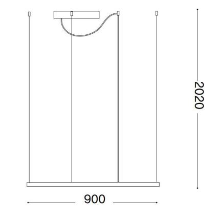 Ideal Lux - LED-pendel på wire ORACLE SLIM LED/53W/230V 3000K CRI 90 90x90 cm sort