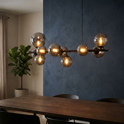 Ideal Lux - LED-lysekrone på wire PERLAGE 10xG9/3W/230V 81 cm sort/røget sort