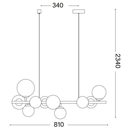 Ideal Lux - LED-lysekrone på wire PERLAGE 10xG9/3W/230V 81 cm sort/røget sort