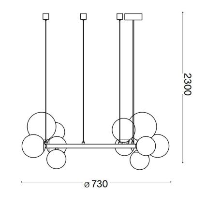 Ideal Lux - PERLAGE LED-pendel på wire 11xG9/3W/230V Ø 73 cm, guld/røget beige
