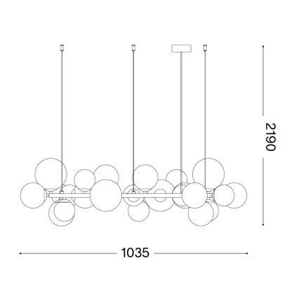 Ideal Lux - LED-lysekrone på wire PERLAGE 25xG9/3W/230V 110 cm guld/røget beige