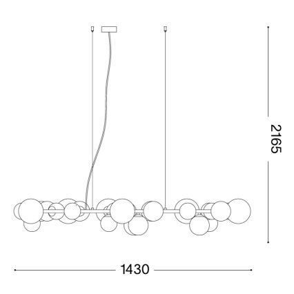 Ideal Lux - LED-lysekrone på wire PERLAGE 30xG9/3W/230V 143 cm guld/hvid