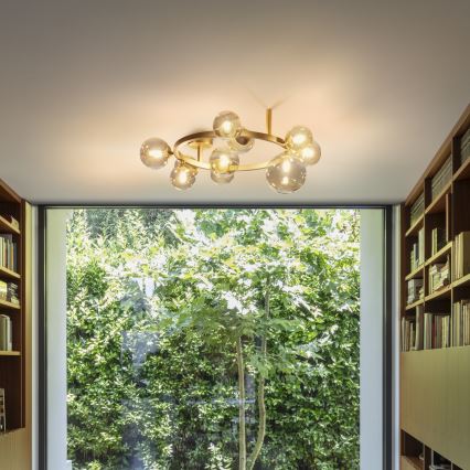 Ideal Lux - LED påbygget loftlampe PERLAGE 10xG9/3W/230V Ø 70 cm guld/røget beige