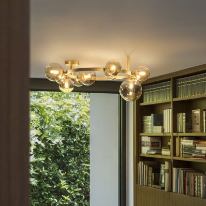 Ideal Lux - LED påbygget loftlampe PERLAGE 10xG9/3W/230V Ø 70 cm guld/røget beige