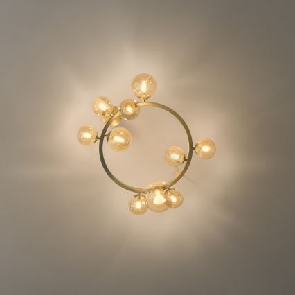 Ideal Lux - LED påbygget loftlampe PERLAGE 10xG9/3W/230V Ø 70 cm guld/røget beige