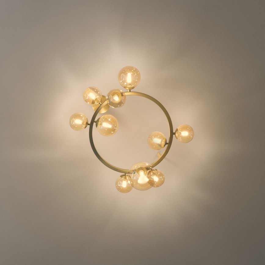 Ideal Lux - LED påbygget loftlampe PERLAGE 10xG9/3W/230V Ø 70 cm guld/røget beige