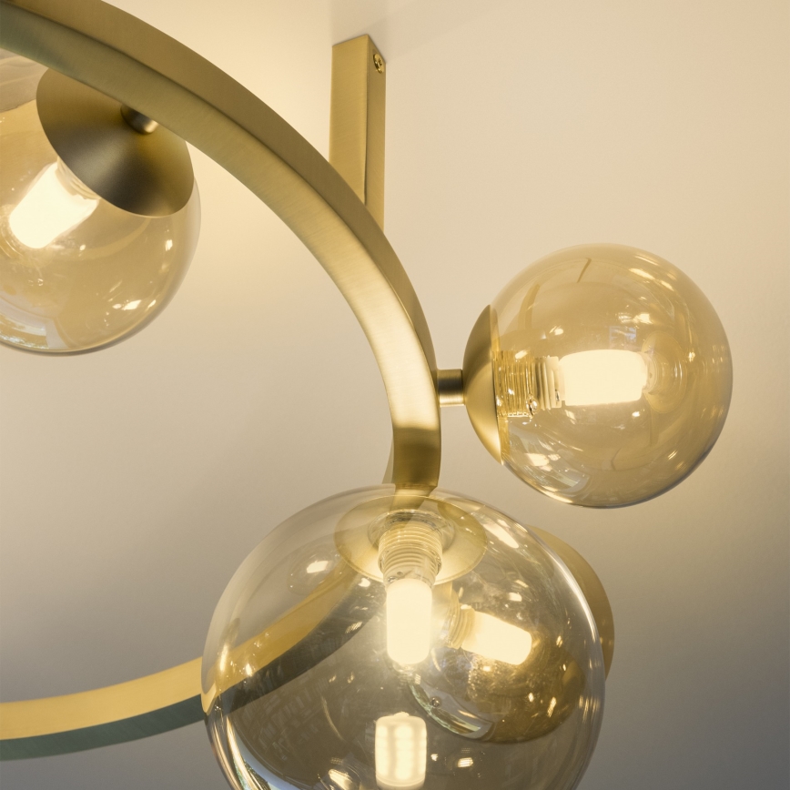 Ideal Lux - LED påbygget loftlampe PERLAGE 10xG9/3W/230V Ø 70 cm guld/røget beige